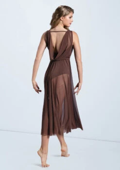 Weissman Double Cowl Mesh Maxi Dress