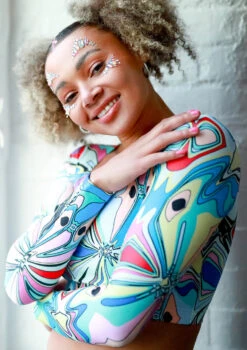 Move Dance Estella Square Neck Crop Top - Marble